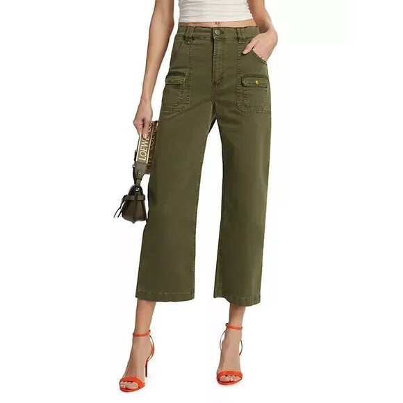 FRAME women Utility Pocket Crop Cargo Pant size 24 Washed Winter Moss 24x26 $288 - Picture 2 of 10